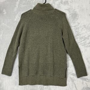 A New Day Sweater Womens Size XS Green Mock Neck High Low Hem Side Slits
